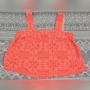 Anthropologie Sylvia Embroidered Button Back Tank Top Size Small